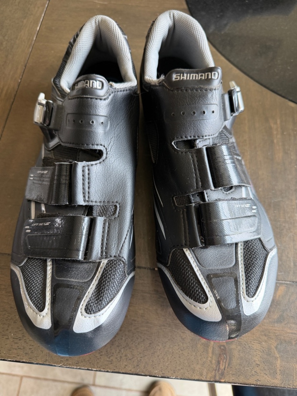 Shimano Black and Gray Road Cycling Shoes with Triple Straps